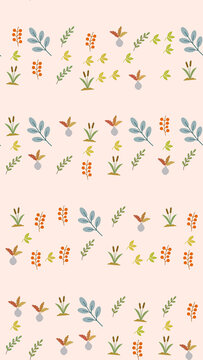 Autumn plant and leaf seamless pattern