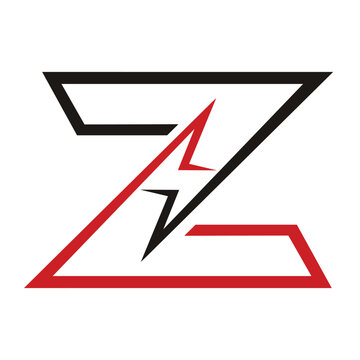 Letter Z with bolt or volt icon, vector energy identity company. 