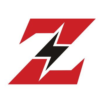 Letter Z with bolt or volt icon, vector energy identity company. 