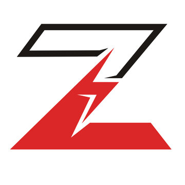 Letter Z with bolt or volt icon, vector energy identity company. 