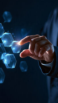 businessman touching screen