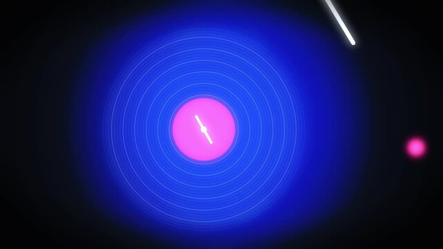 Abstract circular pulse emitting concentric blue neon waves against dark background glowing digital animation