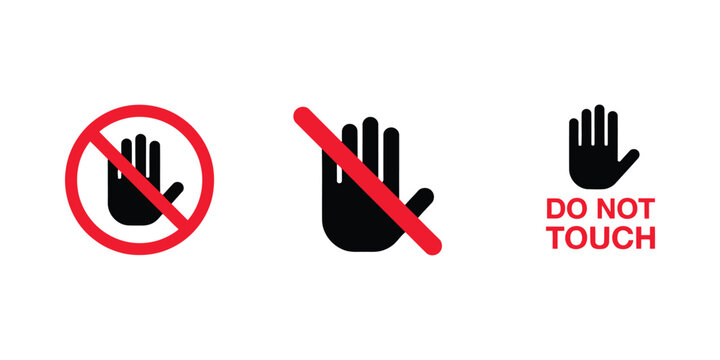 Hand icon illustration featuring do not touch safety warning