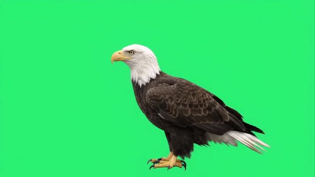Bald eagle on green screen background.