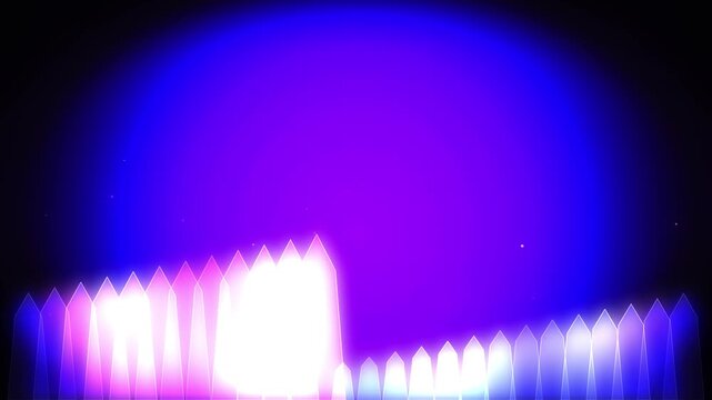 Abstract fence pattern with colorful neon lights glowing and flashing on dark background dynamic animation