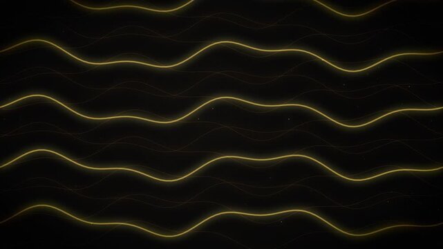 Abstract golden waves flowing slowly on black background dynamic motion graphics for creative motion projects