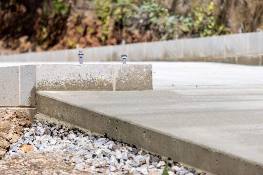 Fresh concrete foundation