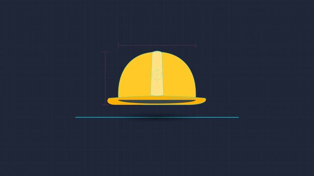 Yellow Hard Hat on Dark Background with Progress Bar Animation.