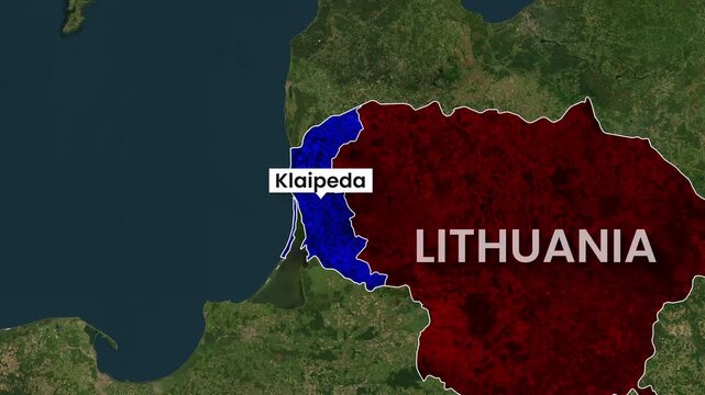 Lithuania Country and City Klaipeda Location Map Animation Footage