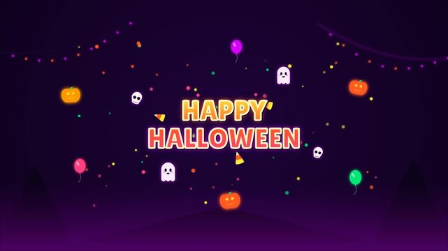 Vibrant and Playful Halloween Carnival Motion Graphics with Animated Spooky Fairground and Party Icons