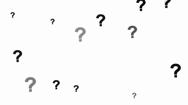 Animated Question Mark Sign Effect for overlay white background. animation stock videos Question mark animation motion graphic effects. Floating question marks background animation,