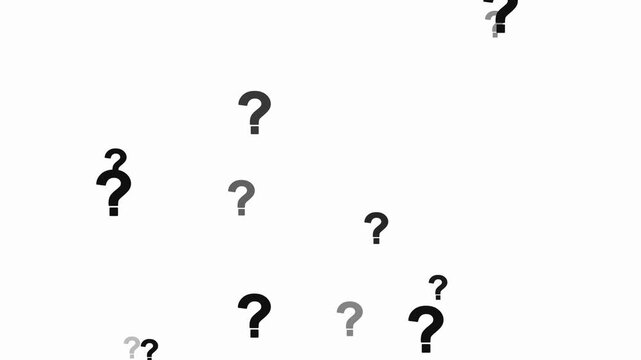 Animated Question Mark Sign Effect for overlay white background. animation stock videos Question mark animation motion graphic effects. Floating question marks background animation,
