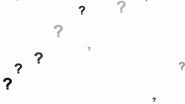 Animated Question Mark Sign Effect for overlay white background. animation stock videos Question mark animation motion graphic effects. Floating question marks background animation,