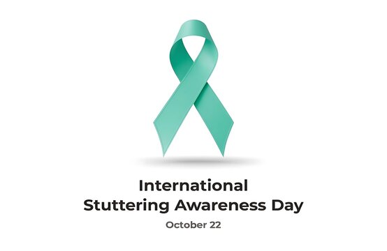 International stuttering awareness day design with teal ribbon