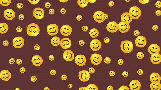 4K Smiling Emoji Seamless Loop Pattern Animation with Brown Background