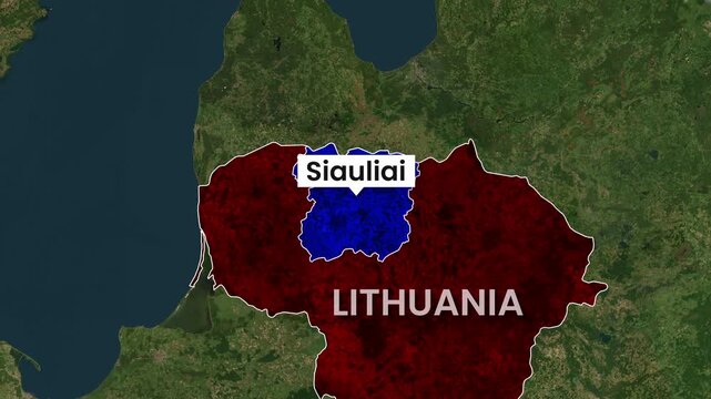 Lithuania Country and City Siauliai Location Map Animation Footage