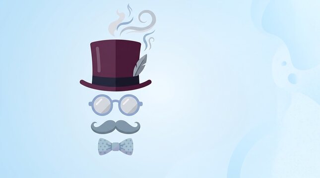 Vintage gentleman style icon with top hat monocle mustache and bow tie illustration