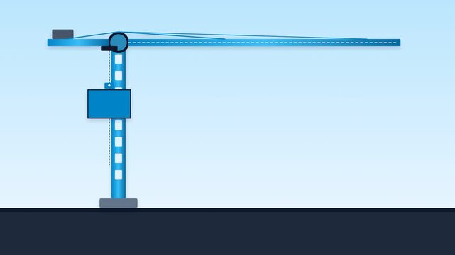 Construction Crane Lifting and Lowering Various Objects in a Loop Animation.