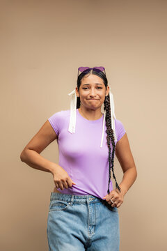 Young woman expressing skepticism and disbelief