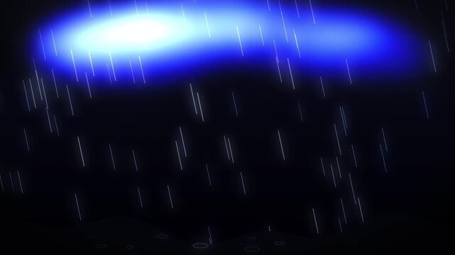 Thunderstorm featuring bright lightning bolts flashing over dark rainy night sky with cinematic storm effect