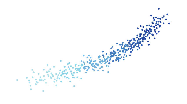 Upward Scatter Plot and Dot Dispersion Chart Showing Positive Correlation, Statistical Regression, Growth Trend, and Scientific Data Analytics