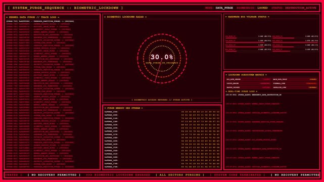 Biometric Lockdown Red Data Purge Destruction Dashboard.