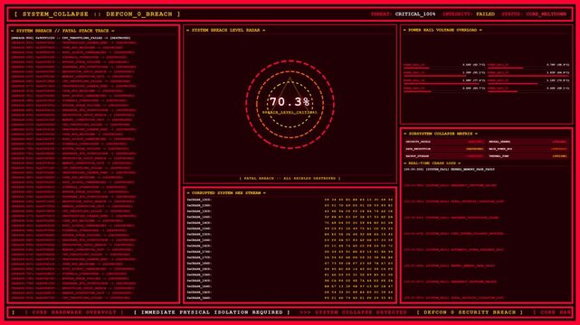 System Collapse Defcon Breach Red Alert Meltdown Dashboard.