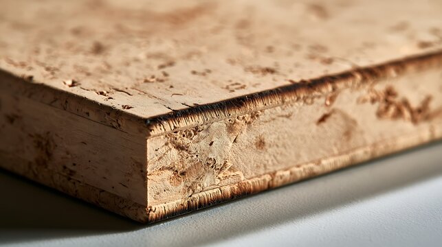 Close up view of a thick pressed cork board sheet texture.