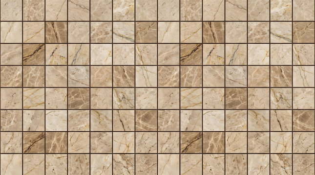Square marble tile wall texture background beige warm stone grid pattern small mosaic tiles for bathroom floor kitchen backsplash and luxury interior decor