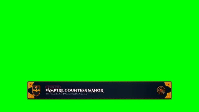 Gothic style lower third overlay with vampire manor text on green screen