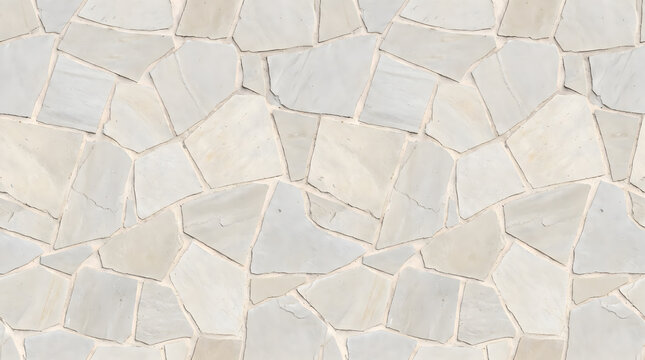 Light grey flagstone stone wall texture seamless irregular slate paving pattern background for outdoor patio landscaping or interior stone cladding