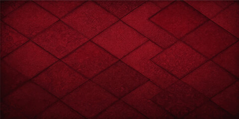 Obraz premium Red Leather Texture Background with Seamless Diamond Pattern, Rich Crimson Upholstery Fabric Surface, Vintage Luxury Material Design for Decorative Wallpaper, Textile and Interior Decor