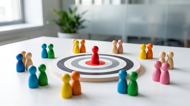 Target audience segmentation concept with central focus and stakeholder groups