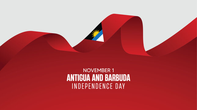Antigua and Barbuda Independence Day red abstract flag wave with national colors vector poster