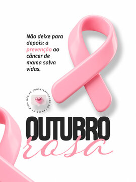 Outubro Rosa Preven&ccedil;&atilde;o C&acirc;ncer de Mama Post Card Insta Template Banner