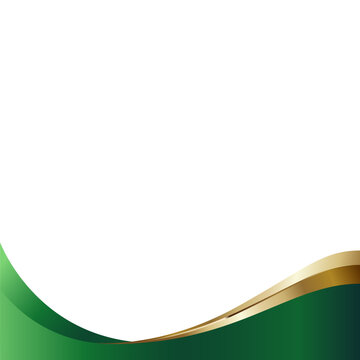 Elegant Green and Gold Layered Wave Corner Vector Background with Flowing Curves