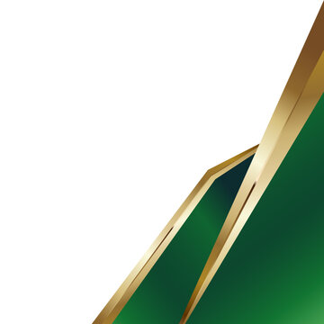 Abstract Geometric Vector Background with Green and Gold Angular Bands