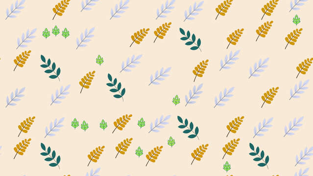 Stylized leaves pattern in yellow, blue, and green