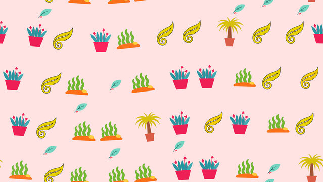Stylized plants and leaves pattern