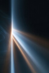 Obraz premium Vertical beam of bright white and golden light cutting through dark blue space with soft diffusion and radiant rays