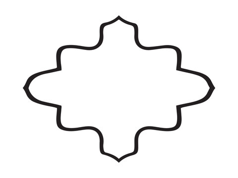 Symmetrical gothic style ornamental frame silhouette with curved corners for vintage border design
