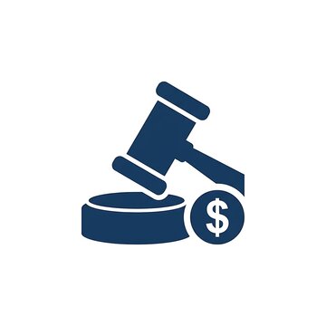 Gavel and dollar sign icon representing legal auction or court fine
