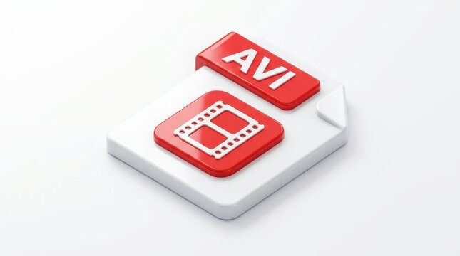 3d icon of an avi video file format, isolated on white background