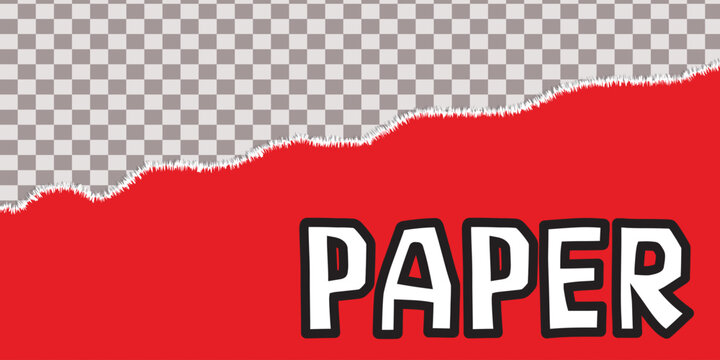 Red Torn Paper Texture with White Ripped Edge and Transparent Background for Graphic Design Projects