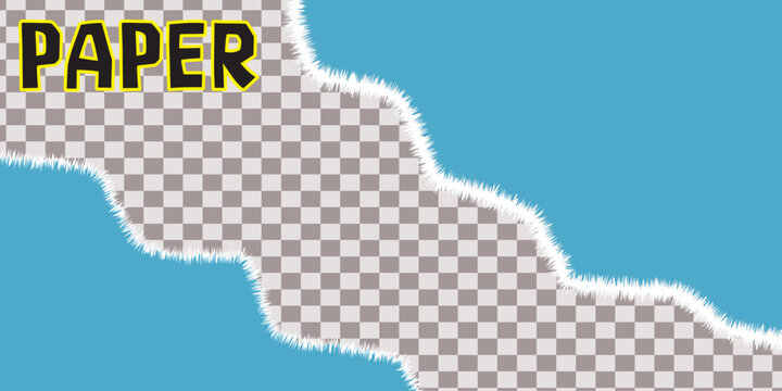 Torn Paper Edge Border with Transparent Background and Rough Fiber Texture for Creative Graphic Design Projects
