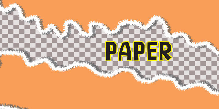 Torn Paper Edge Border with Transparent Background and Orange Texture for Creative Graphic Design Projects