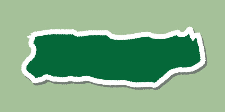 Dark Green Torn Paper Banner with Rough Edges and White Border for Text Copy Space