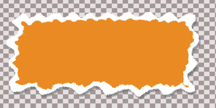 Orange Torn Paper Banner with White Rough Edges and Transparent Background Copy Space