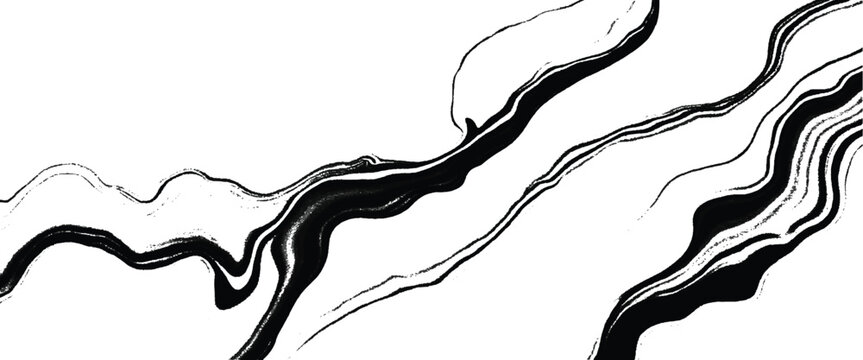 Black and white marble liquid swirl pattern with fluid ink waves
