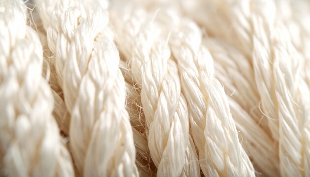 Macro close-up of tightly woven cream and beige fibers creating a soft, detailed textile texture with subtle natural variations